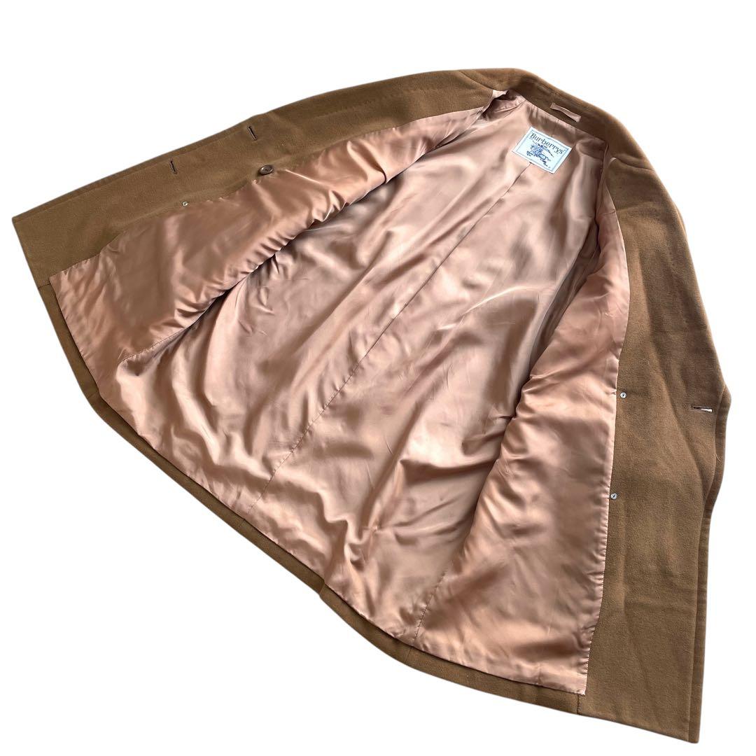 好配色 美品90s Burberry カシミヤ混 ハーフコート ダブル キャメル