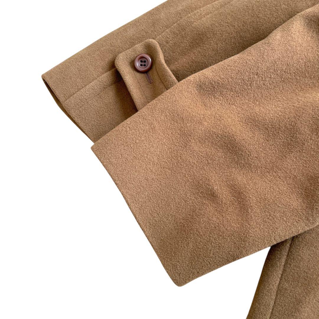 好配色 美品90s Burberry カシミヤ混 ハーフコート ダブル キャメル
