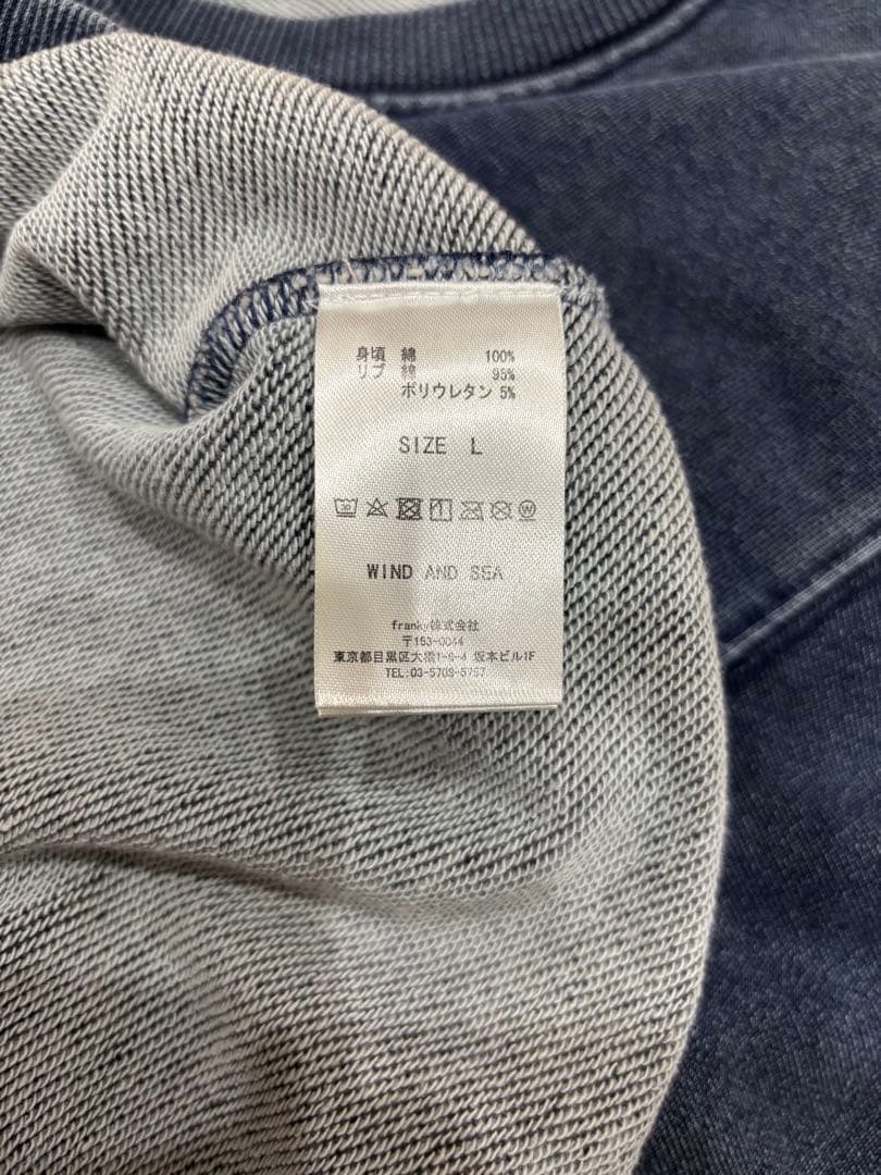 トップス WIND AND SEA 23SS CREW NECK INDIGO WASH