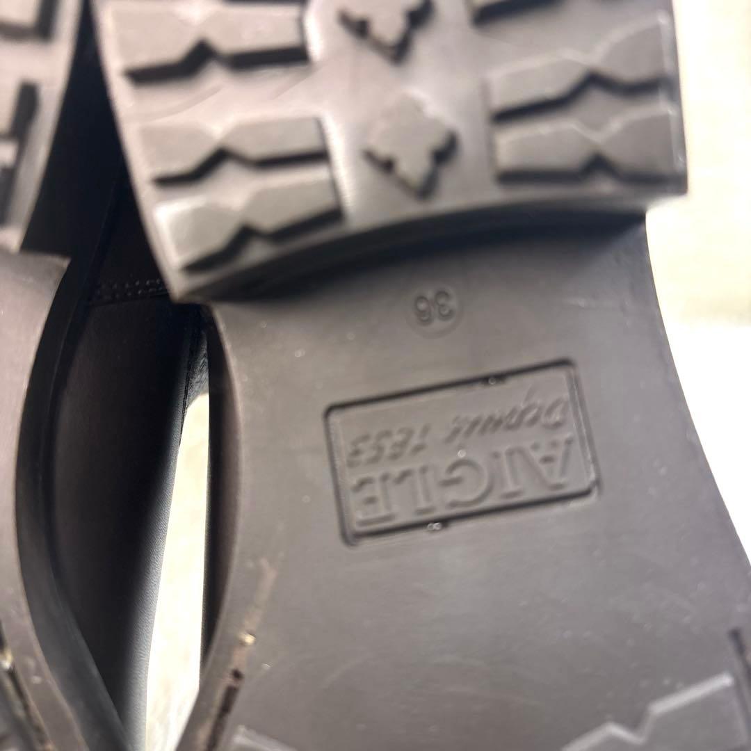 AIGLE エーグル◆ムートン　レザーロングブーツ　茶