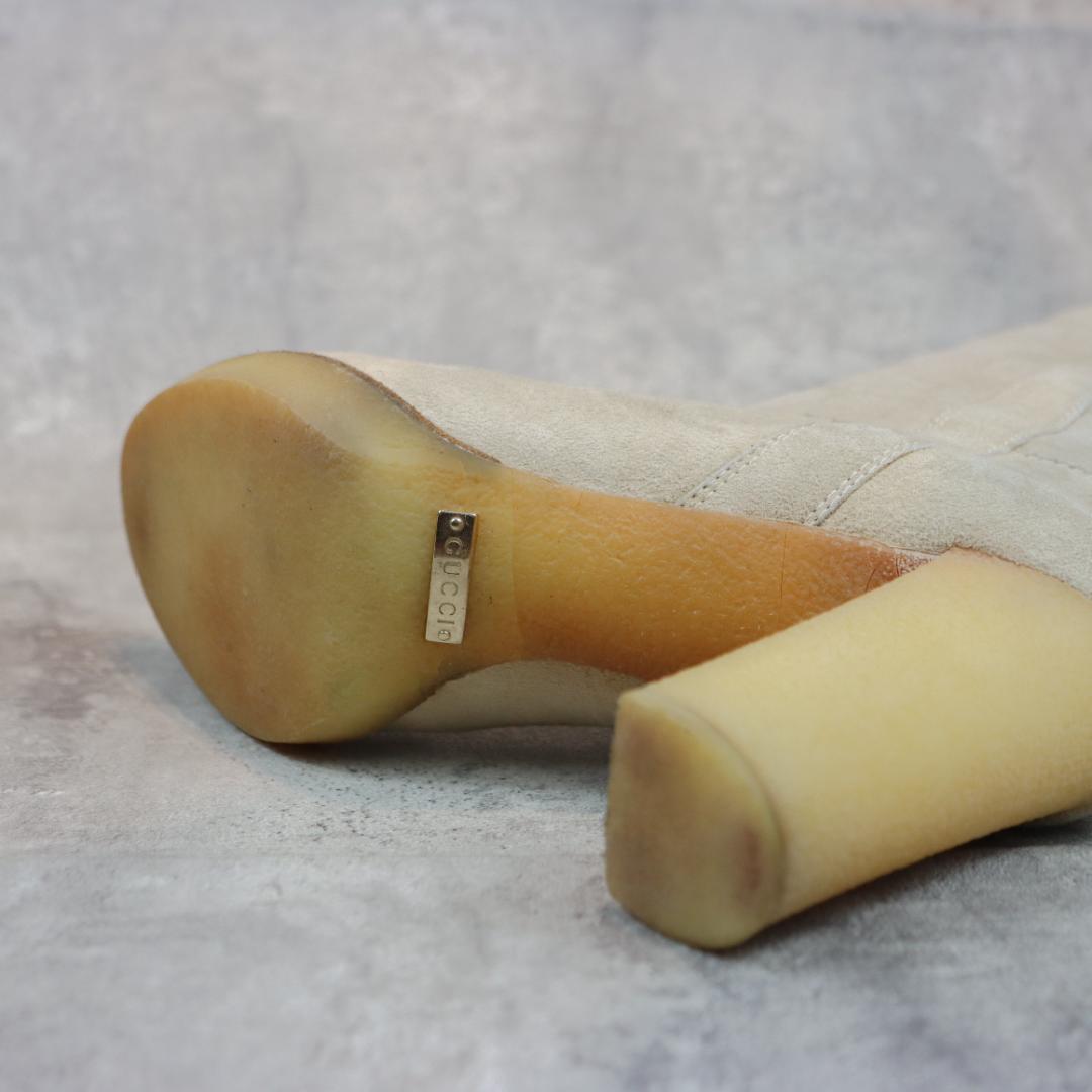 GUCCI グッチ GG柄 ロングブーツ スエード ベージュ 高級レディース