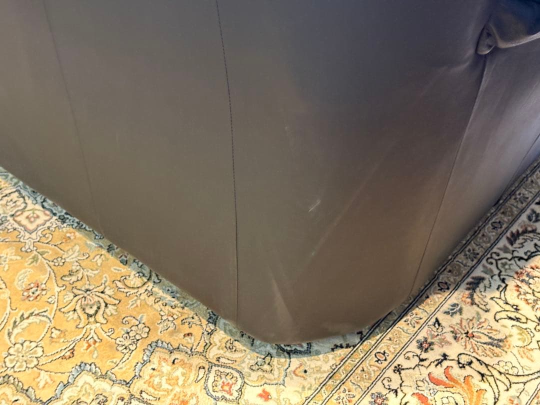 ②カウチソファ　ブラックソファ　2P　モダン　クラシック　シンプル　レザー　IG