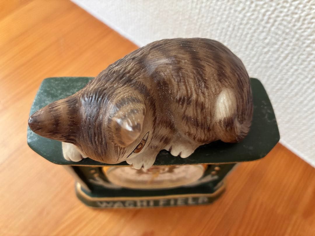 わちふぃーるど ふせ猫置時計 ダヤン アンティーク グリーン