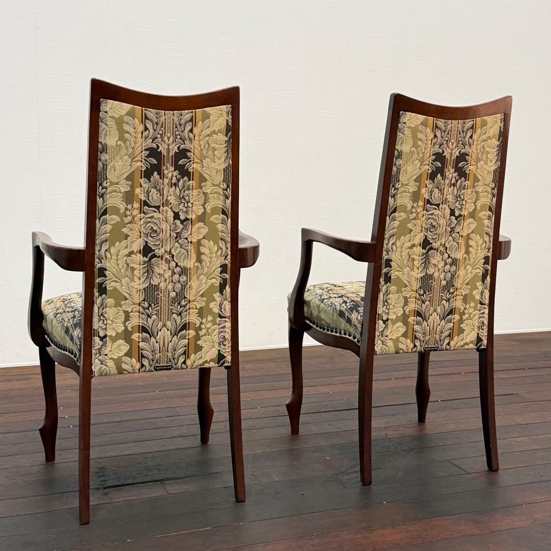 H21K17a マルニ木工 ベルサイユ 猫脚 アームチェア 2脚セット