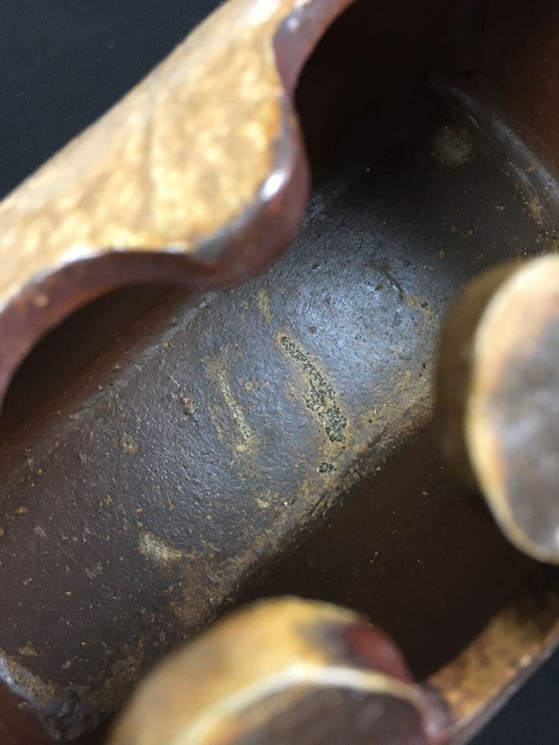 S23岡田輝 備前 叩き花入・共箱・花器