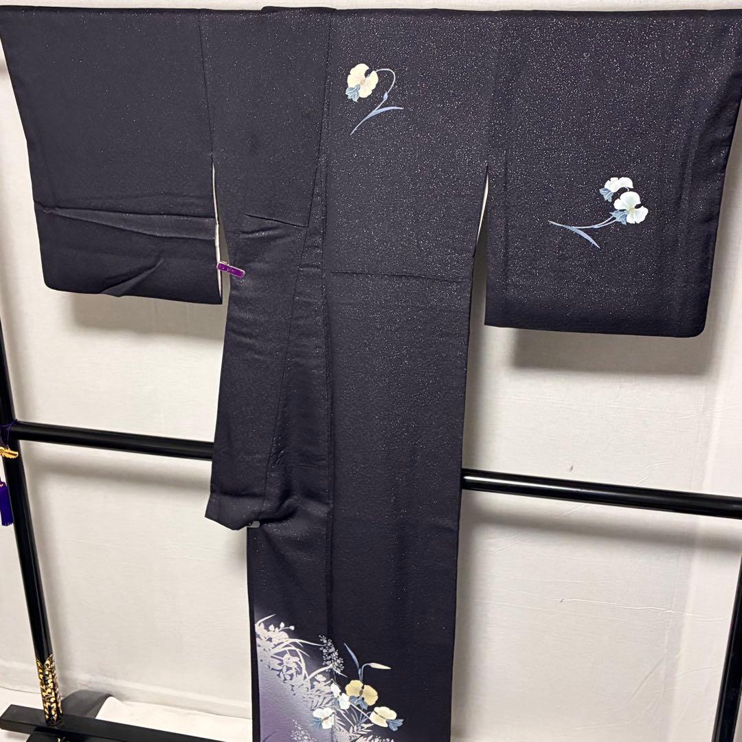 D12 訪問着 京友禅の巨匠 頼田勉 胡蝶蘭 金通し 正絹 着物 袷 極美品