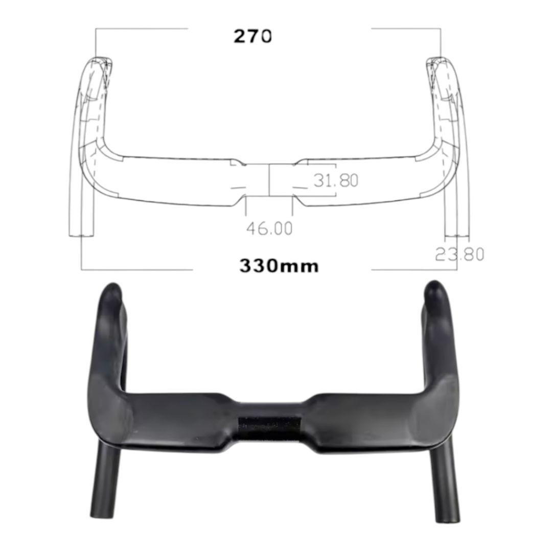 トラック用カーボンハンドル　ピスト　330mm　バンチバー