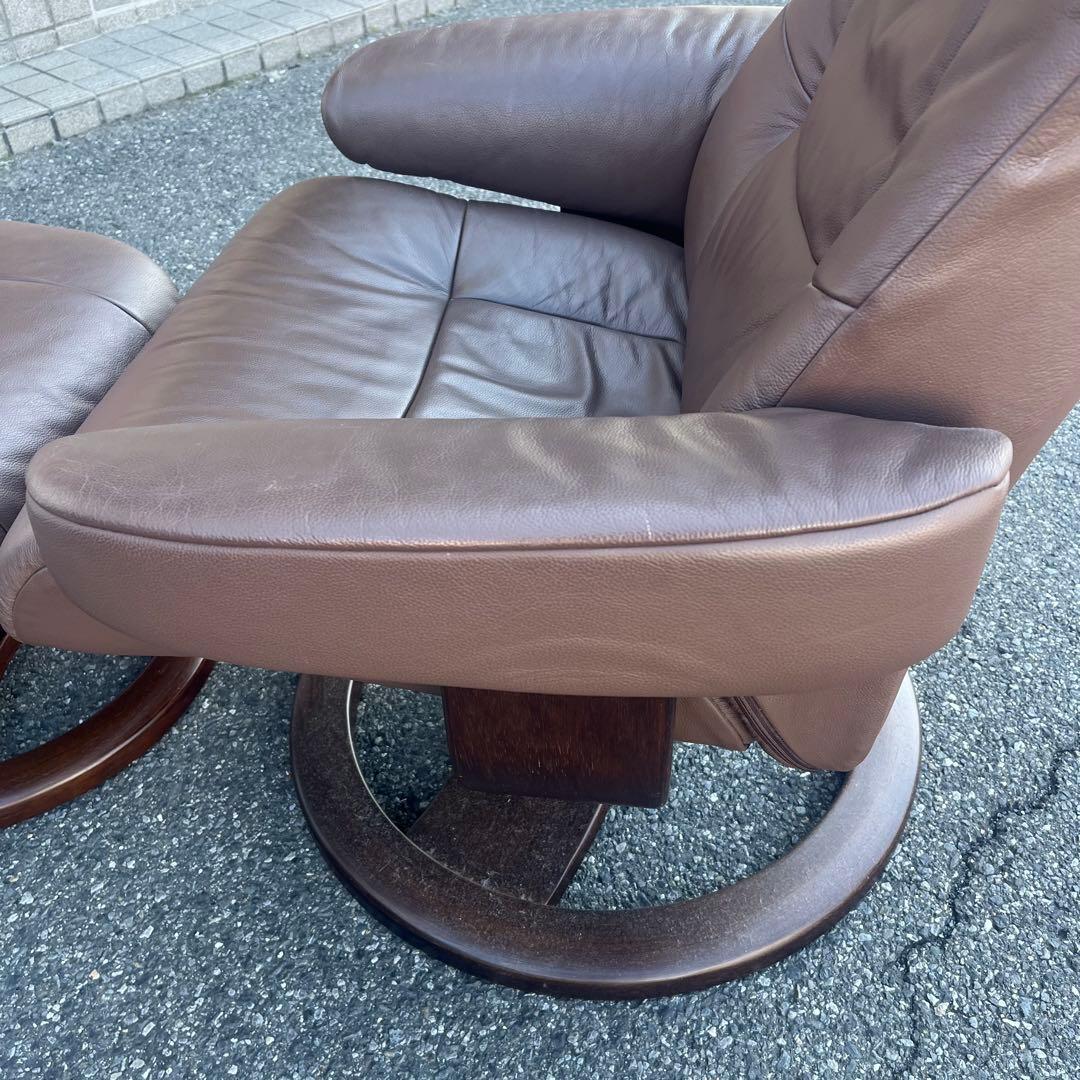 ②イエリアーダ フィヨルド 本革 リクライニングチェア オットマン レザー