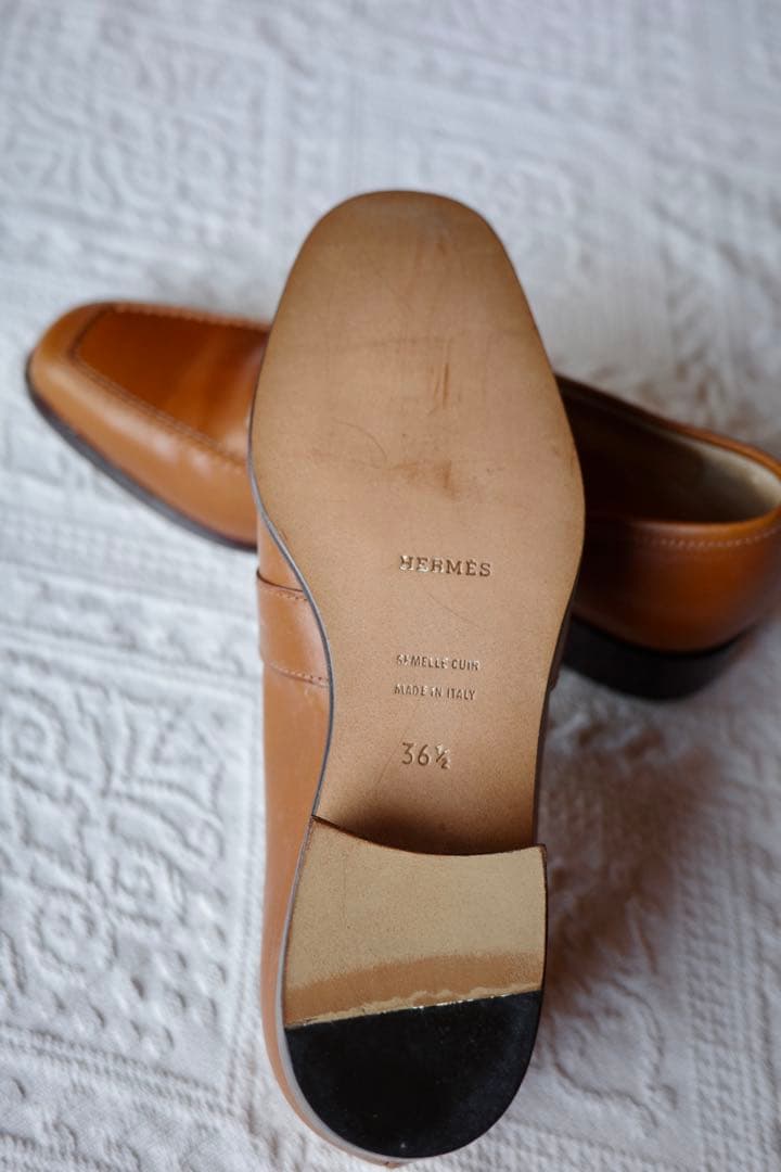 【正規品・極美品】 HERMES ローファー 36.5 木製Hバックル 箱付き