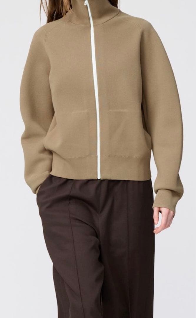 ユニクロC　ミラノリブフルジップカーディガン XXL ベージュ