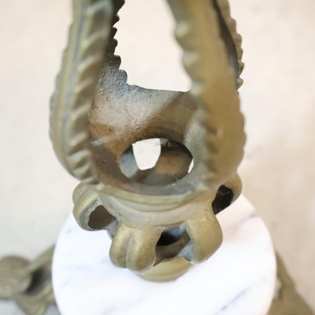 イタリア製 大理石 サイドテーブル 花台 真鍮 アンティーク調 フラワースタンド