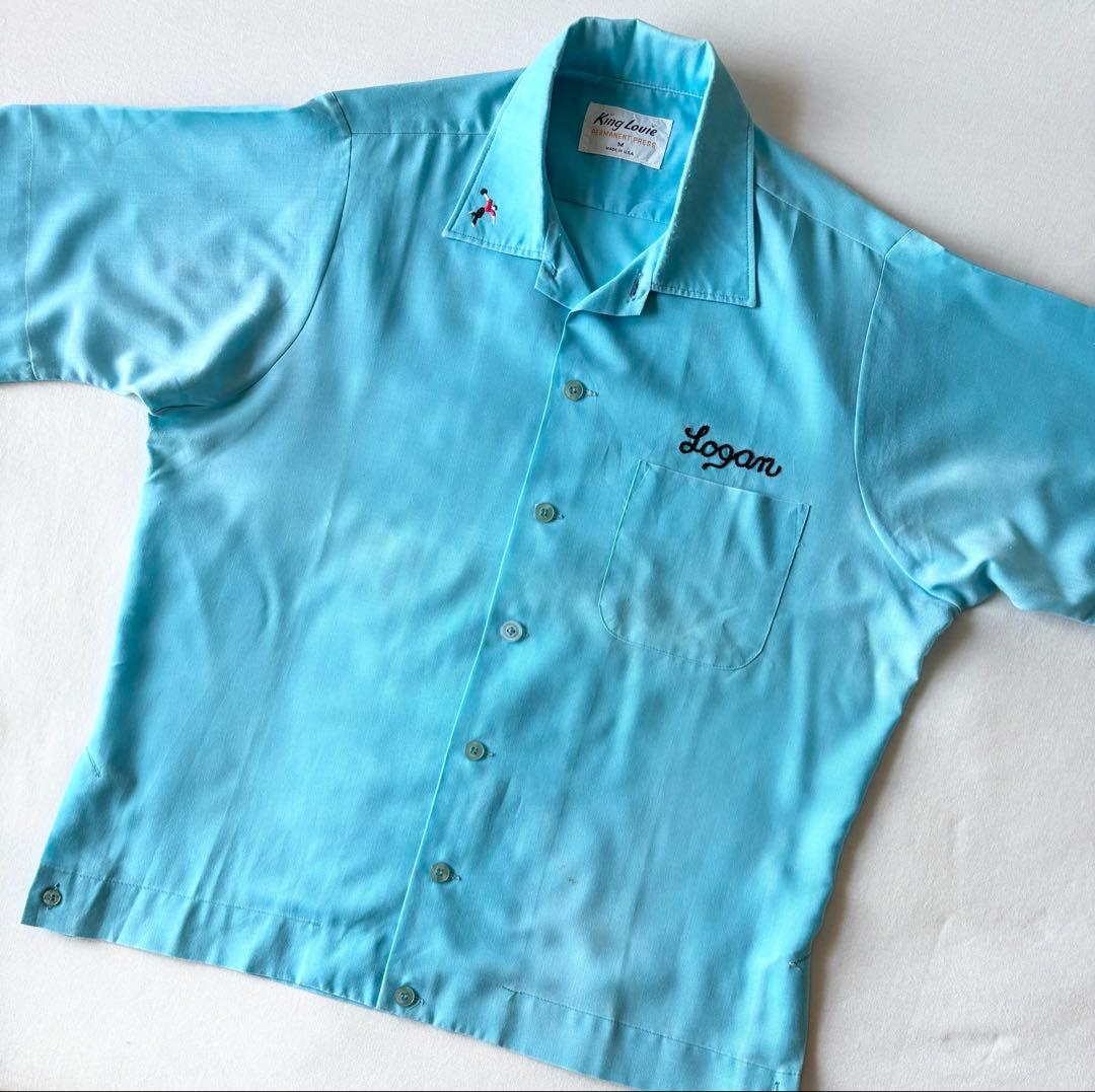 70's USA製 キングルイ King Louie ボーリングシャツ 刺繍