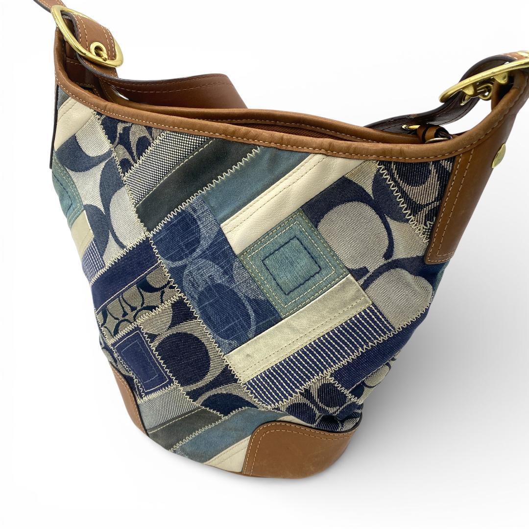 【COACH】デニム×パッチワーク バケツ型ショルダーバッグ