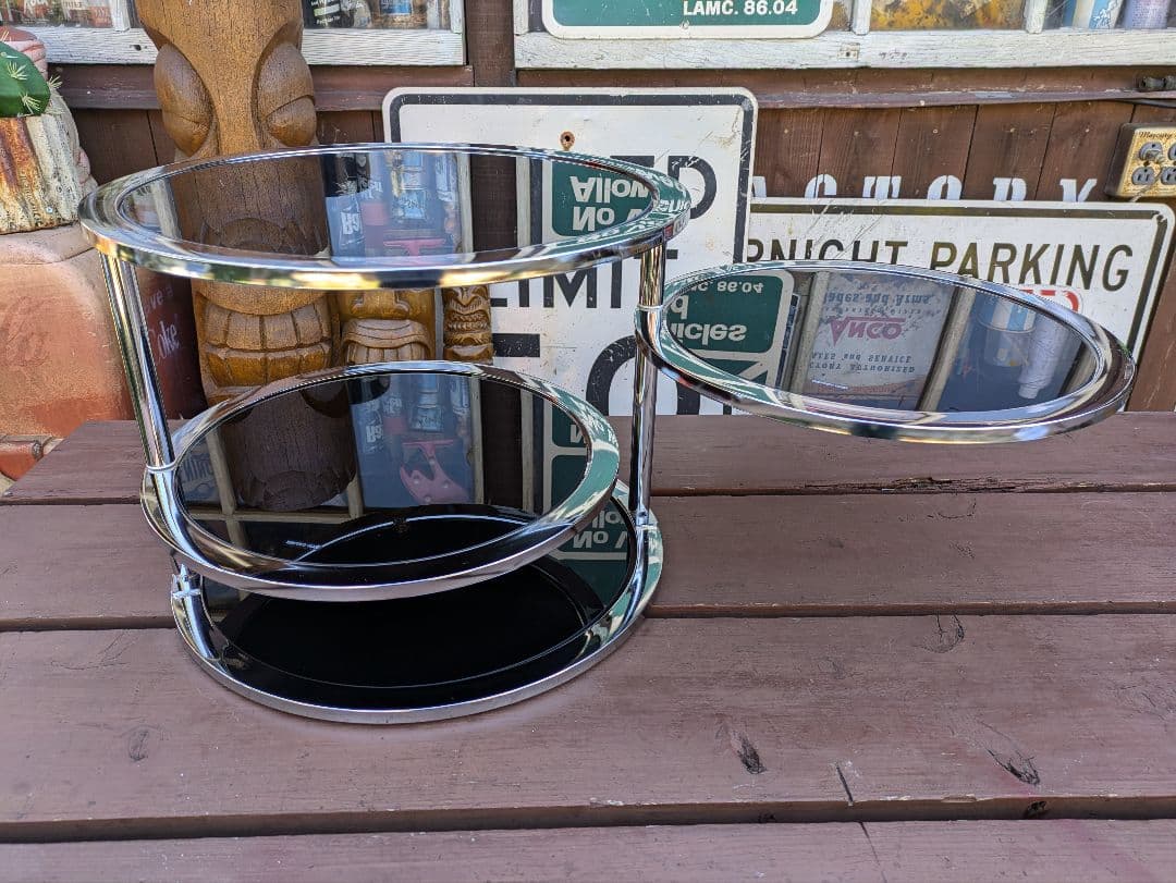 ミッドセンチュリー　スペースエイジ　ラウンドテーブル　強化ガラス　ガラステーブル