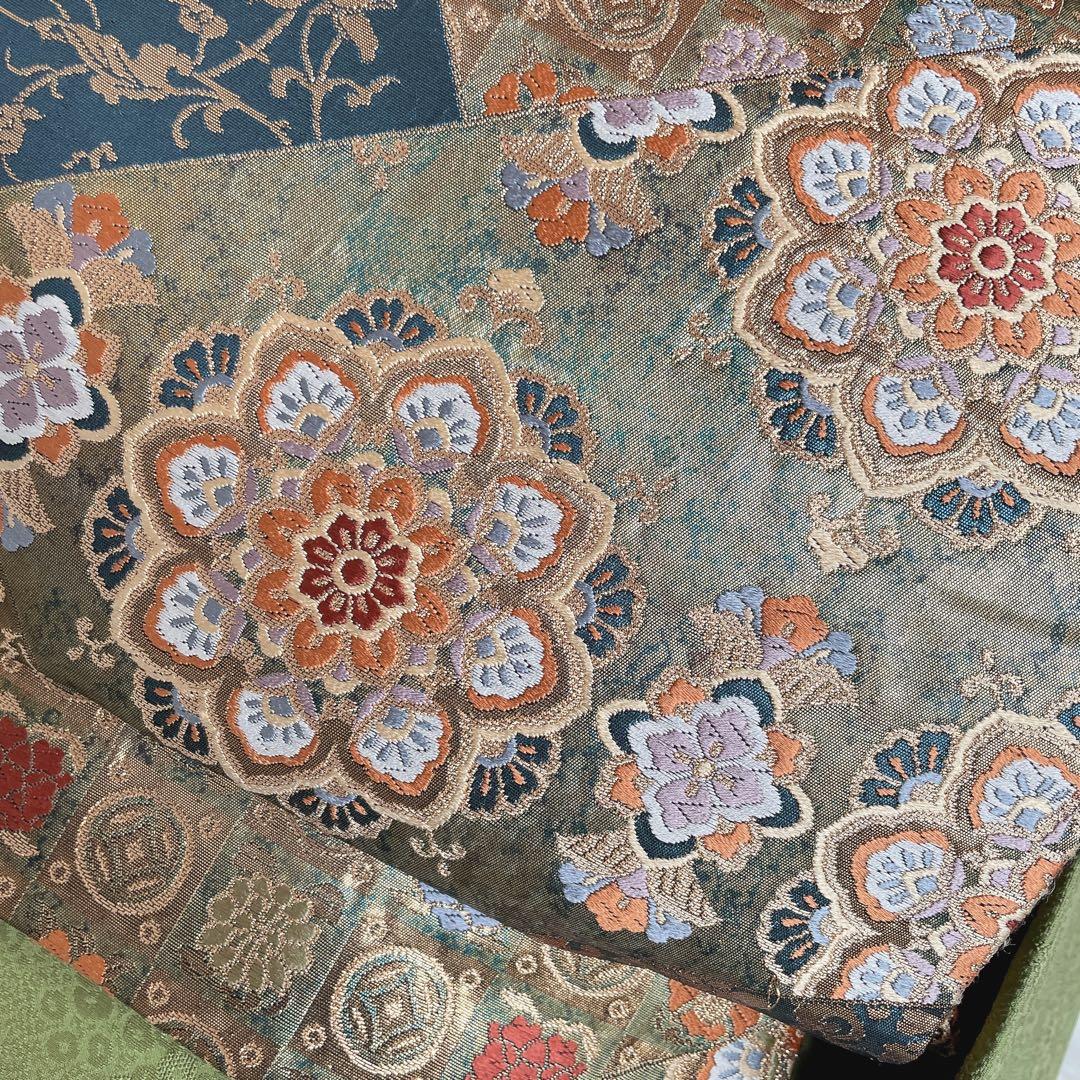 色無地　フルセット　グリーン　躾糸付き　地紋　入学式　シンプル　礼装　I10