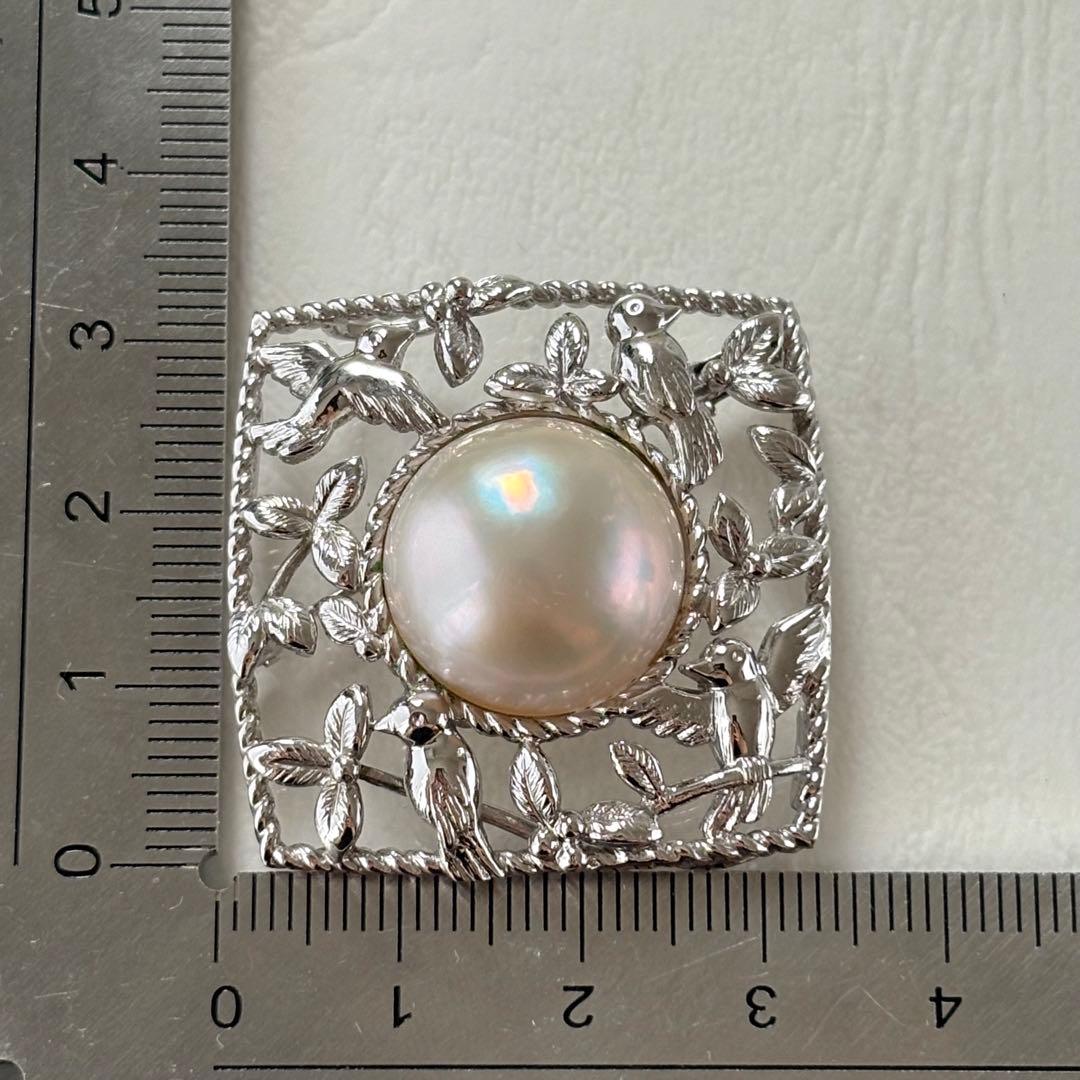 433【タサキ】シルバー　マベパール　2way ブローチ　トップ