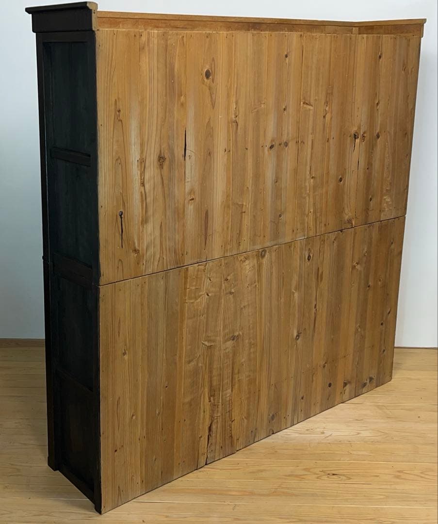 大型　水屋箪笥　ガラス棚　M079　古道具　古家具　ビンテージ　アンティーク