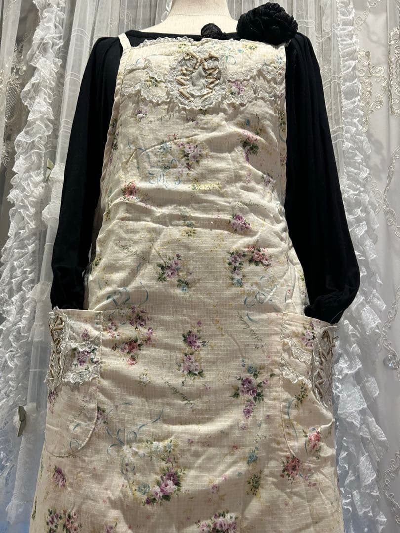 未使用さえらアキアカネ裏表リバーシブル☆レアレースフリルエプロン超可愛い素敵上品