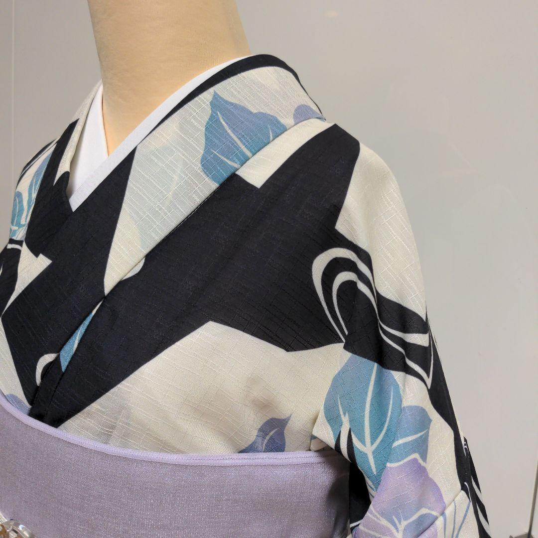 太陽様　確認用！浴衣 黒白幾何学模様 薄紫　ゆかた　Mサイズ