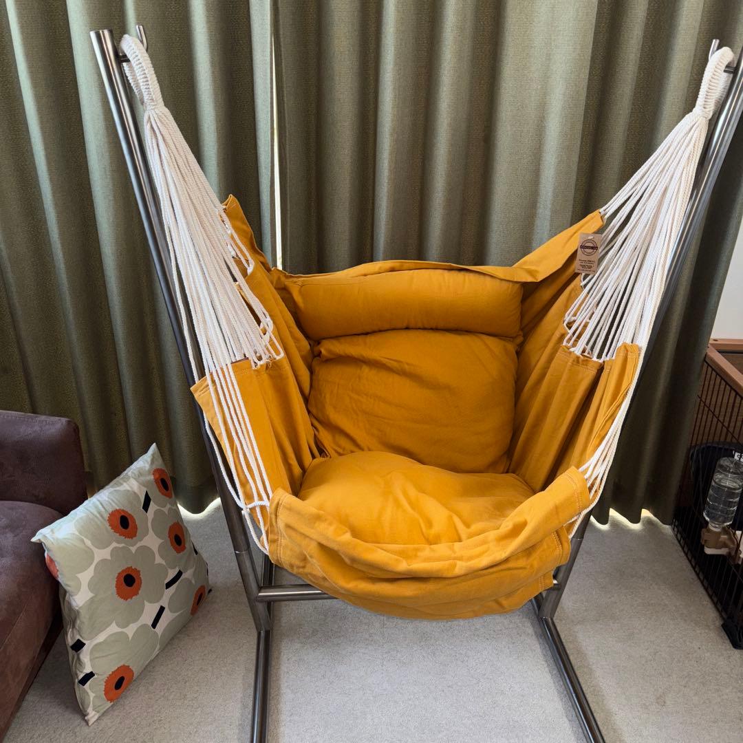 コンフォルタ ひとり掛けハンモック ファブリック チェア マスタードイエロー