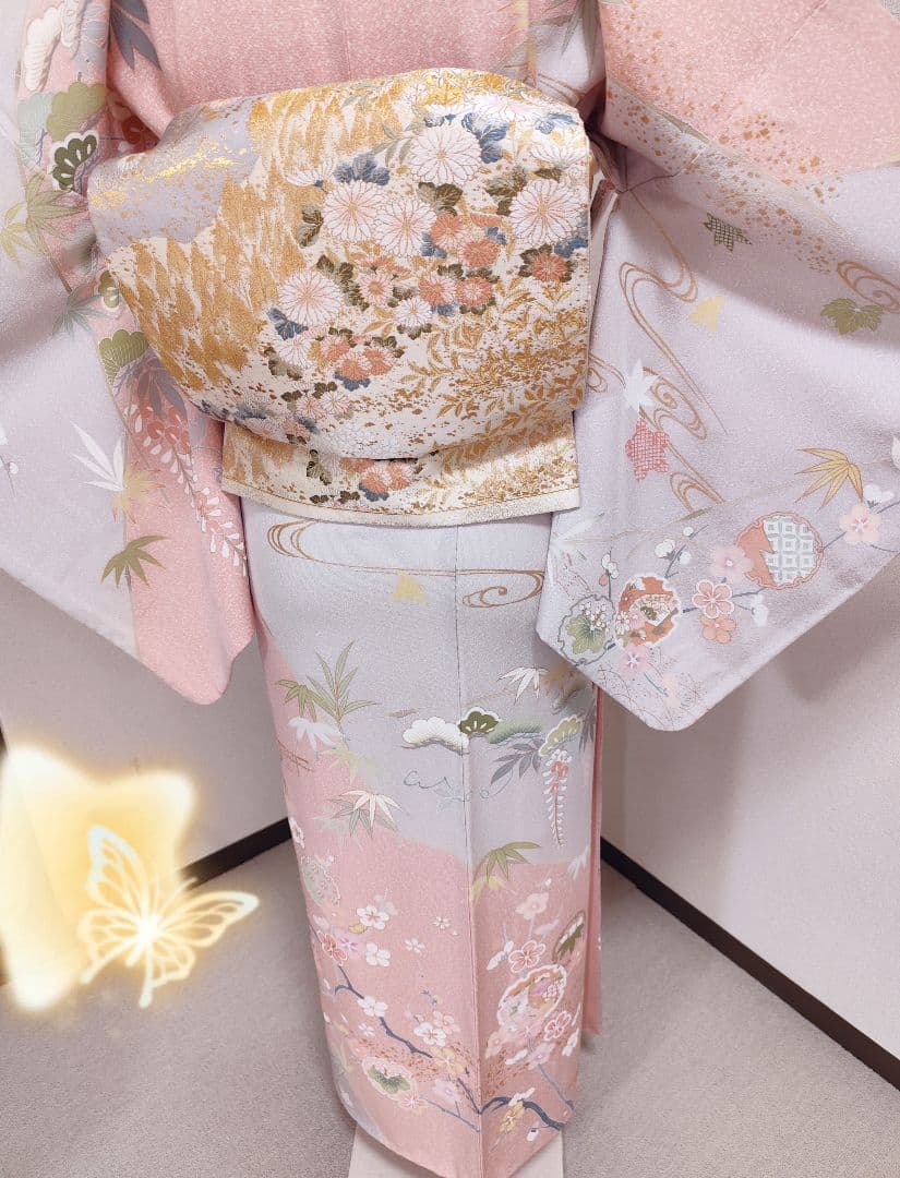 ❰6391❱ フルセット　訪問着　袋帯　帯〆　帯揚げ　正絹 入学式 七五三　着物