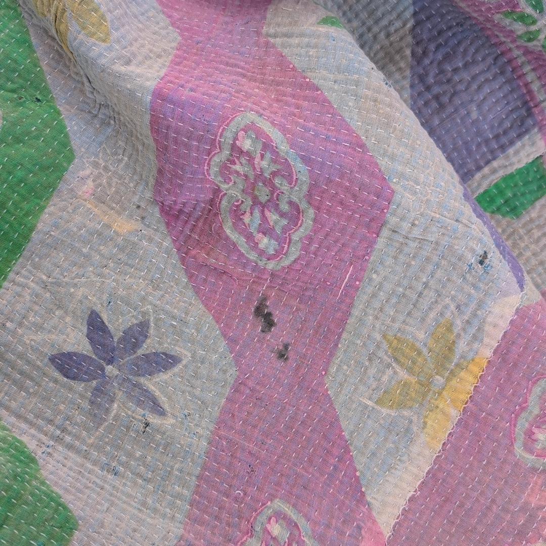 椿カメリア柄　ソファカバー 刺子 ヴィンテージカンタキルト　ラリーキルト　828