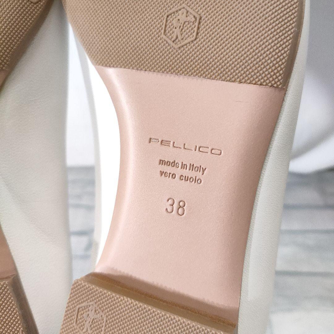 未使用品✨ペリーコ　DAMA　レザーフラットパンプス　白　38　保存袋付き