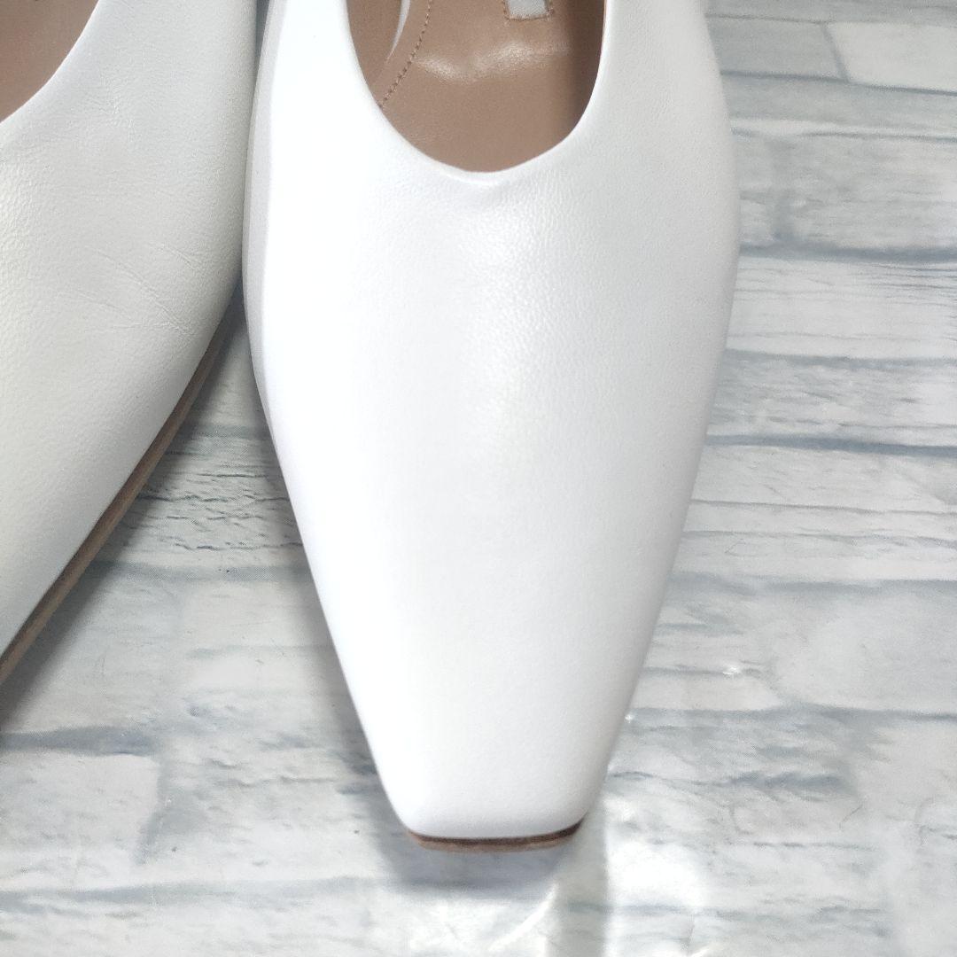 未使用品✨ペリーコ　DAMA　レザーフラットパンプス　白　38　保存袋付き