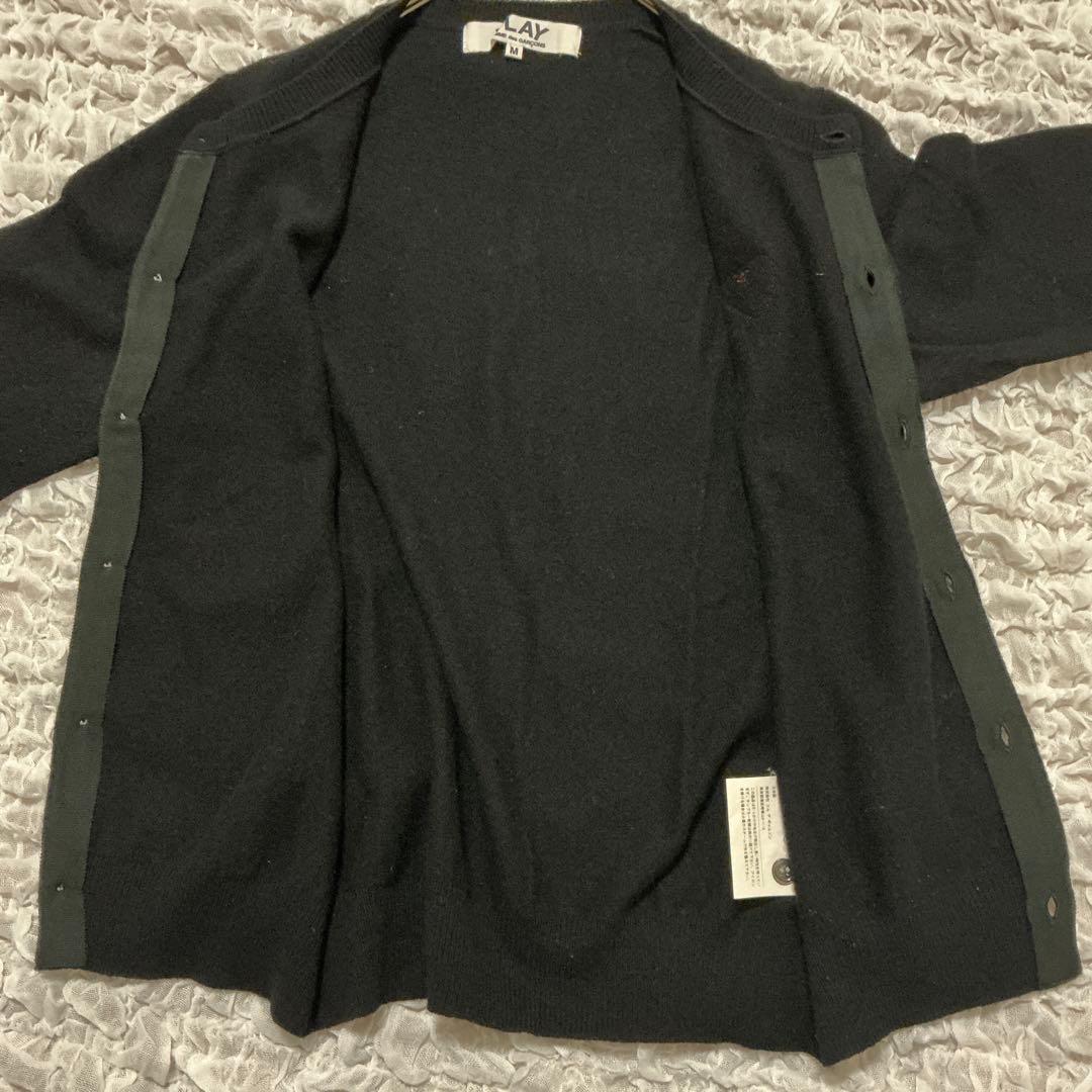 プレイコムデギャルソン　ニットカーディガン　クルーネック　ブラック　黒　M