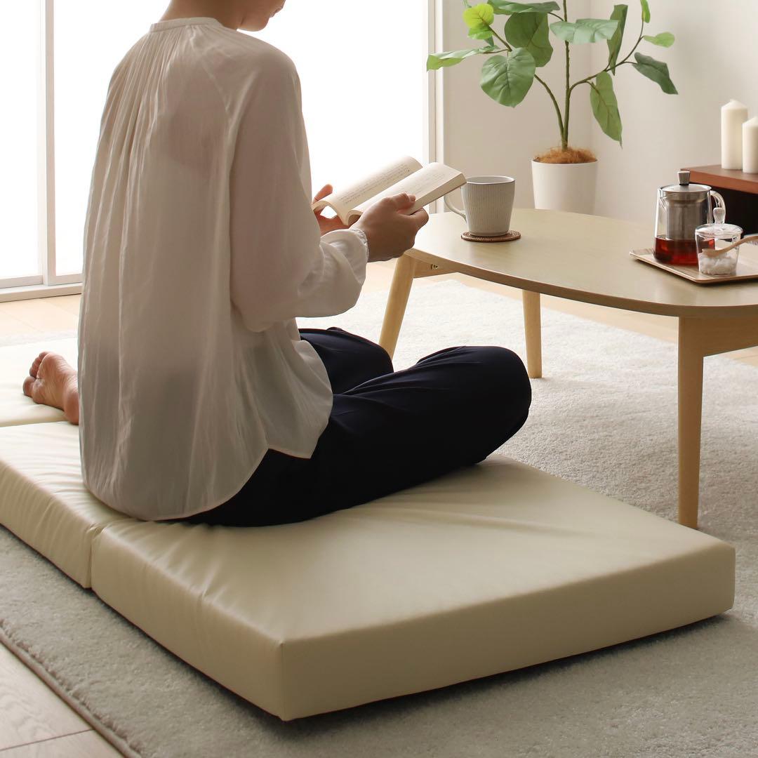 L新品 フロアマット 180cm ブラック 黒 クッションマット レザー 座布団