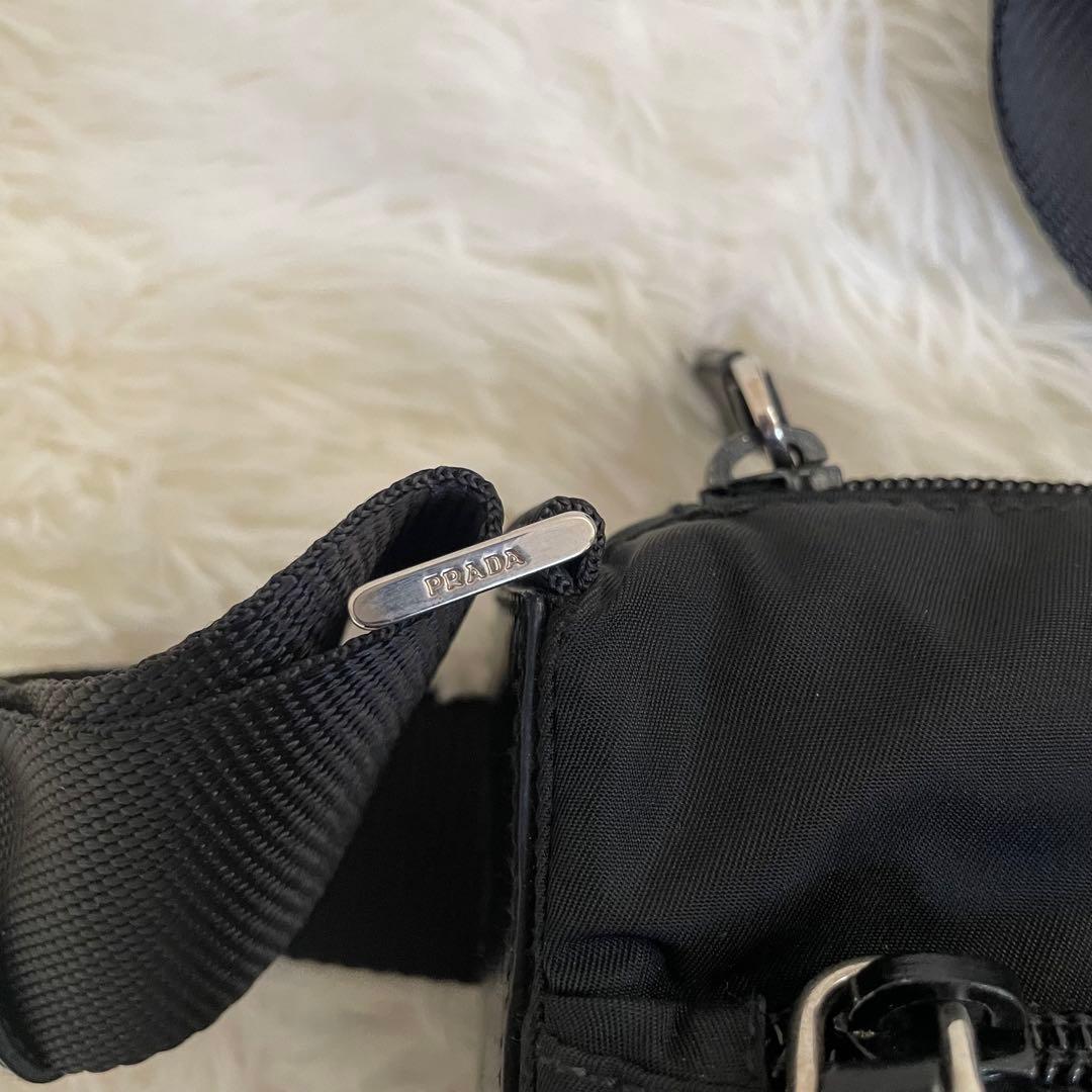 極美品 PRADA ショルダーバッグ カメラバッグ ナイロン レザー ブラック