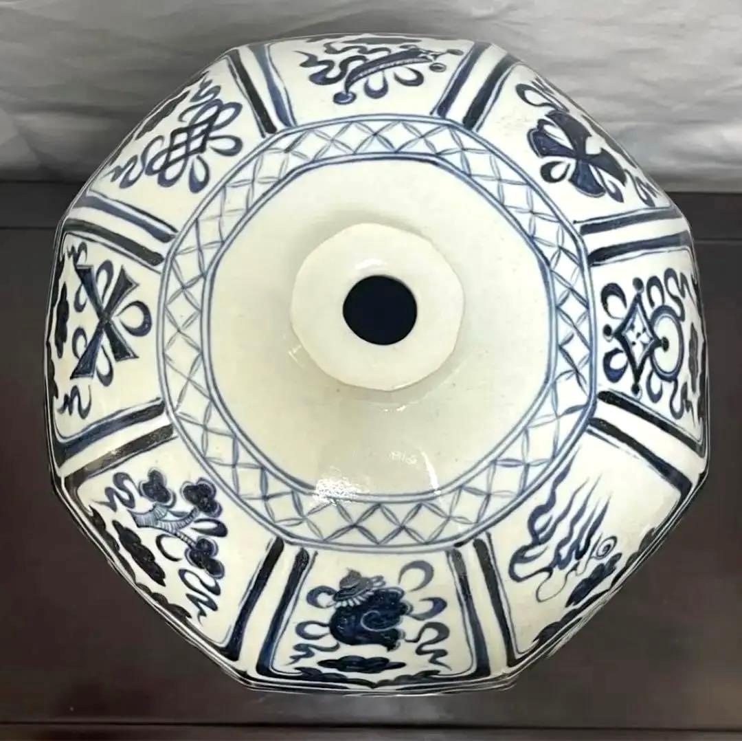 中国 骨董品 元青花 染付 竜紋大壺　古玩 陶芸古美術