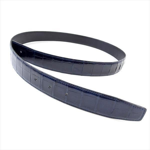 新品 ベルト クロコダイル ツヤ バックル用 Hベルト ネイビー 85～100