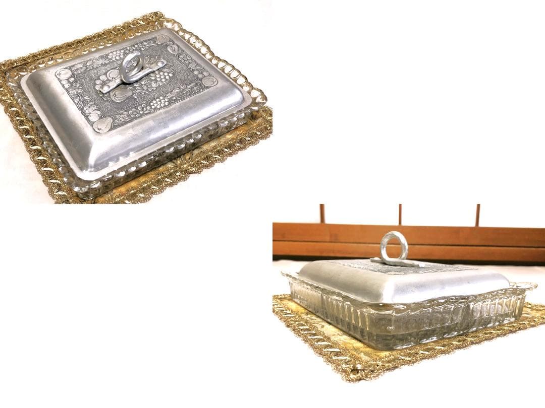 【 ニッケル彫金ガラス鉢 】　金工・ガラス工編組　特注献上