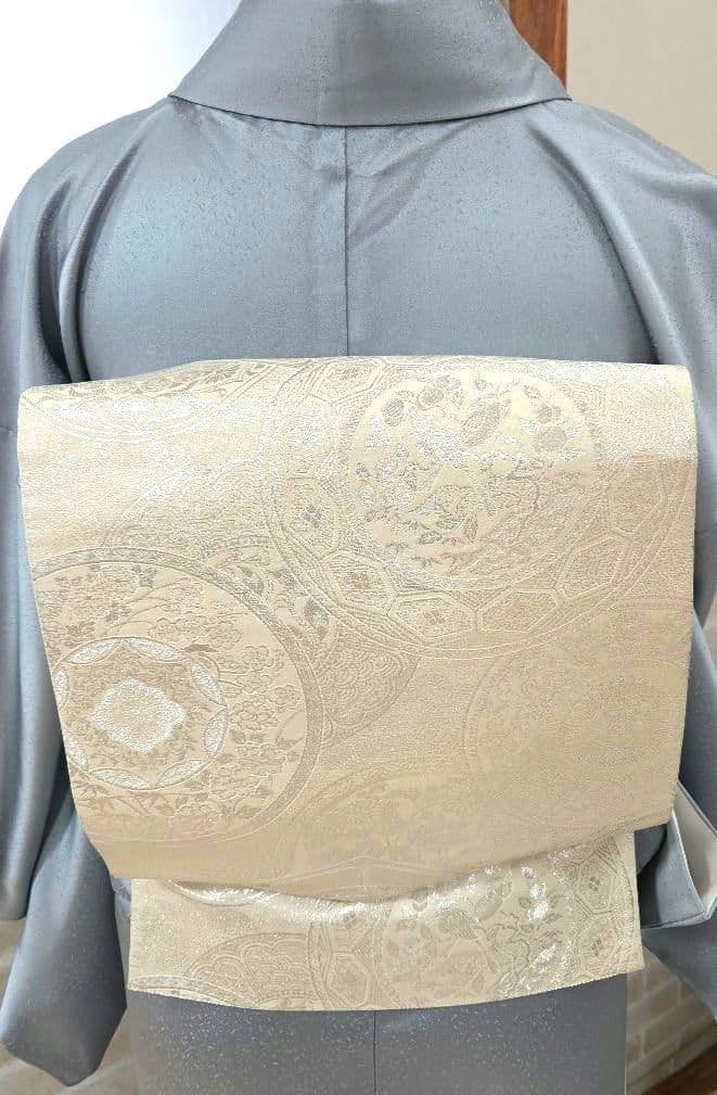 スワトウ刺繍、辻ケ花文様訪問着4点フルセット、着物、袋帯、帯締め、帯揚げ