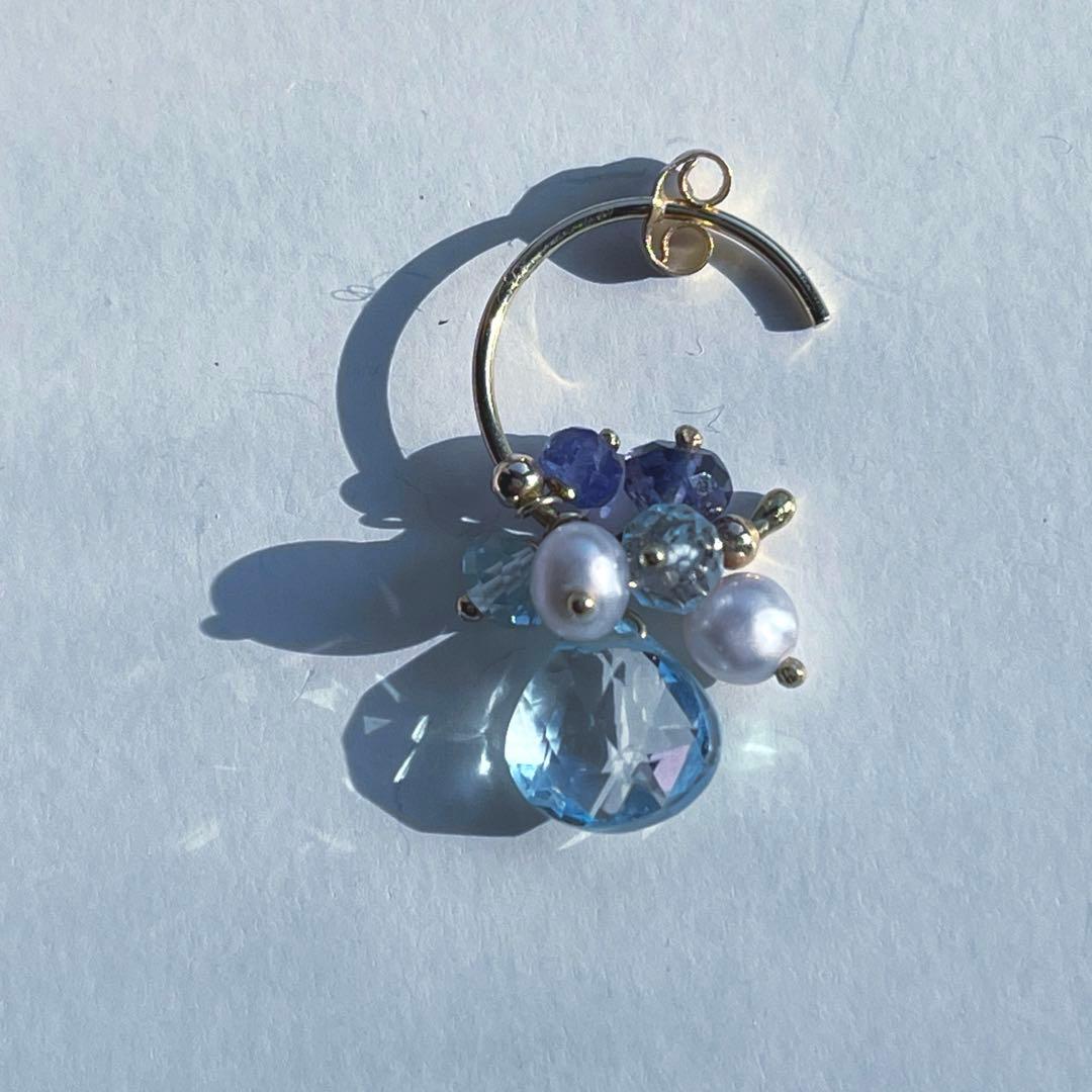 Sweet Pea 片耳用ピアス　アクアマリン