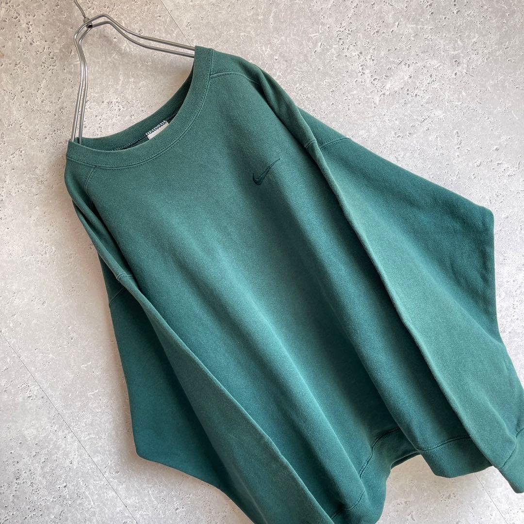 NIKE 銀タグ 90s アメリカ製 スウェット 刺繍ロゴ 1番人気 カーキ 緑