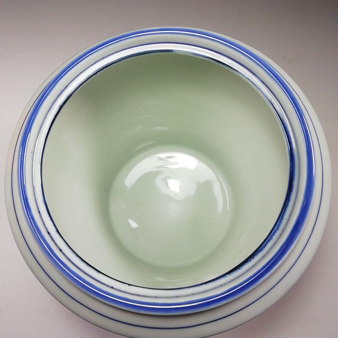 Ｓ８０４　水指　『染付　竹繪　水指』『平安　静山造』　共箱　茶道具