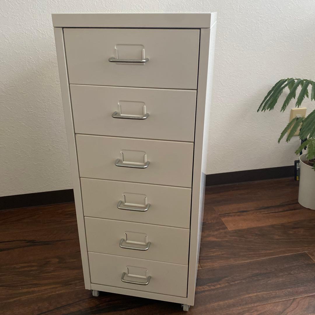 【組み立て済】IKEA HELMER ホワイト 6段引き出し収納キャビネット