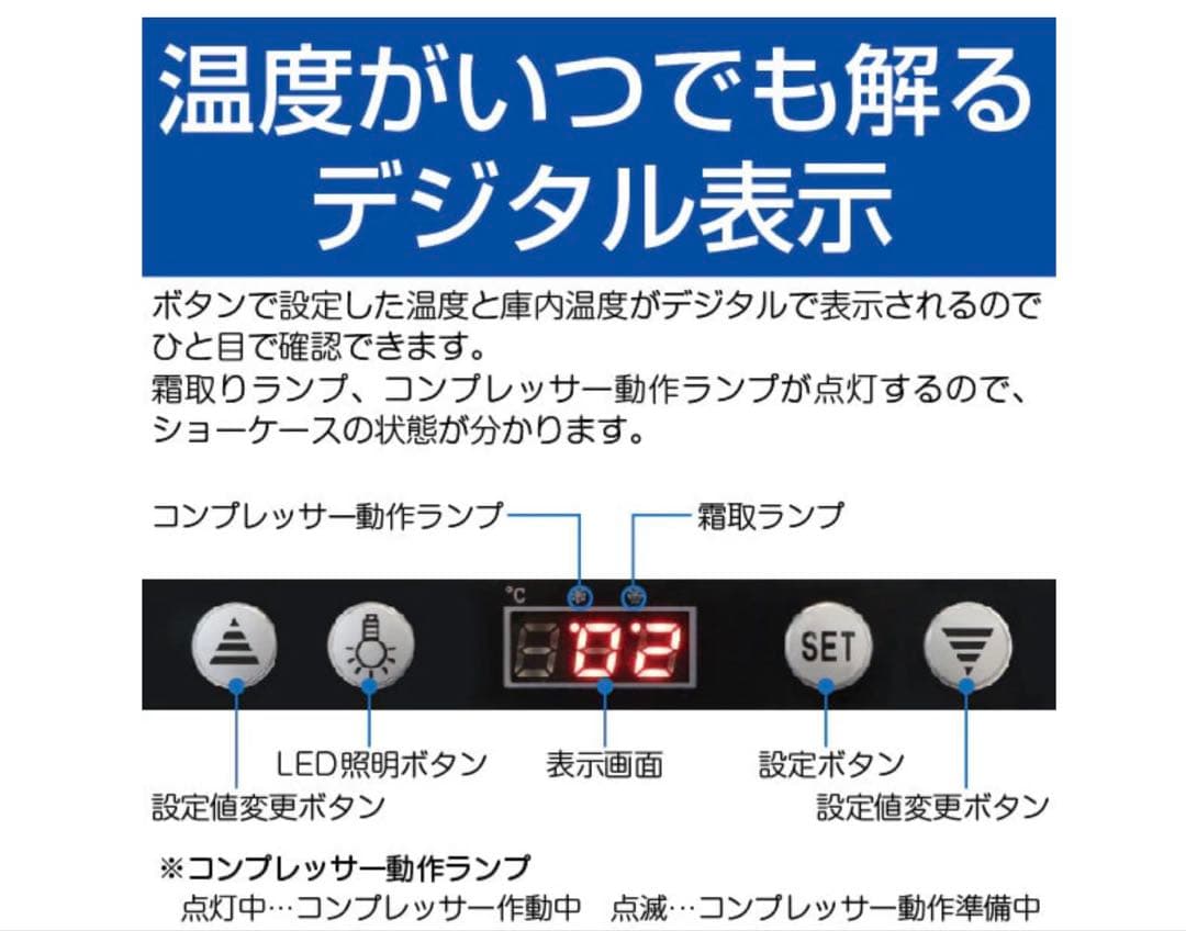 【送料込・美品】4面ガラス冷蔵ショーケース R4G-120SLW 120ℓ