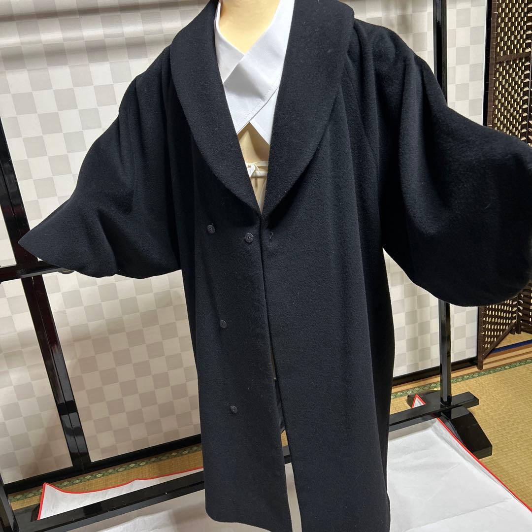 2、3度着用品美品毛カシミヤナイロン混シャルム へちま衿和装コート BL