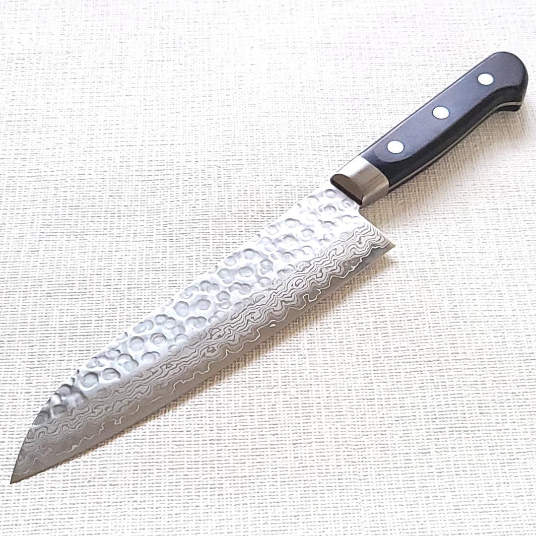 ソ*ー様 日本製 VG10 ダマスカス 三徳包丁185mm 黒柄 G1756E