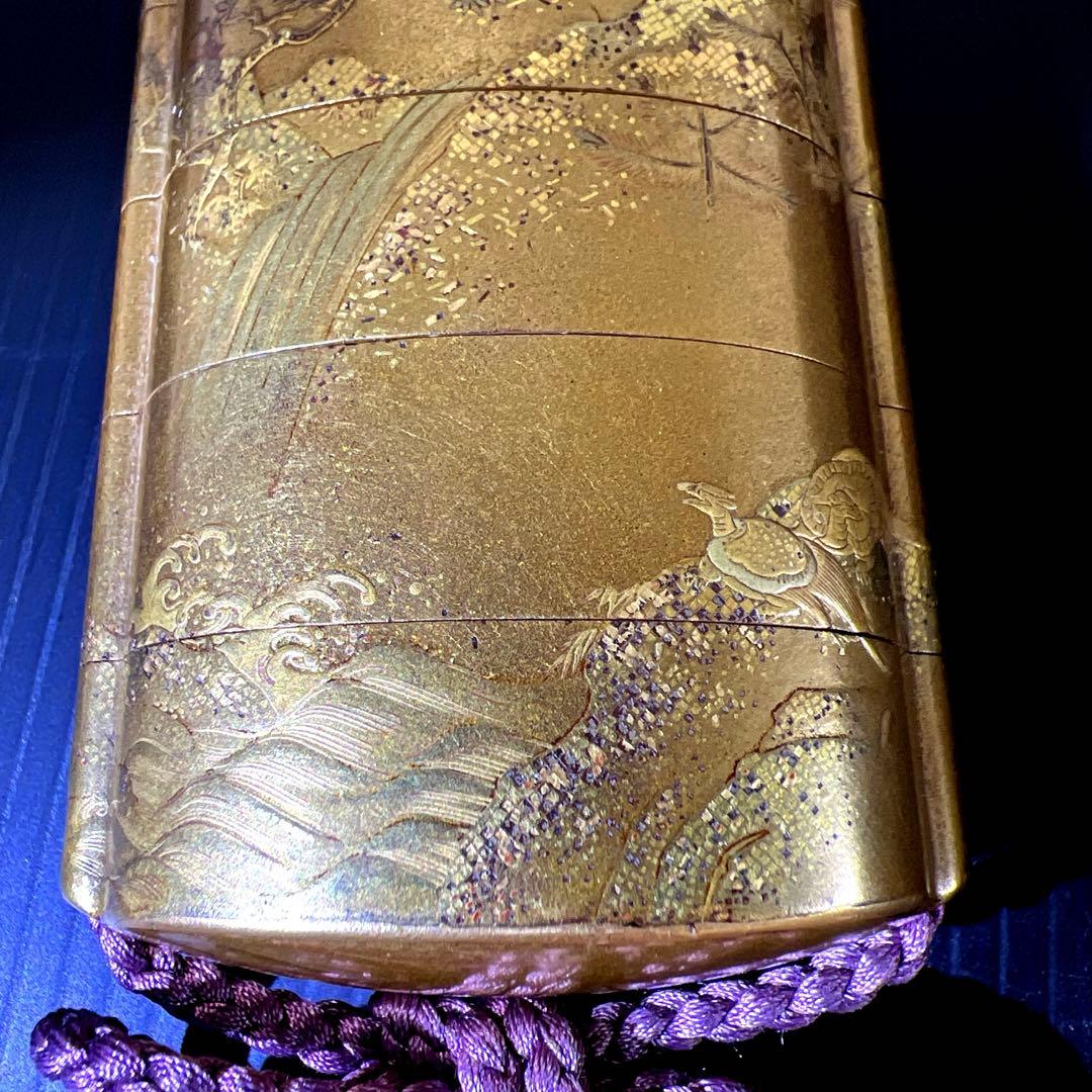 梶川作　極上蒔絵印籠　蓋無木箱付　71g 東Y7-0710⭐︎2F