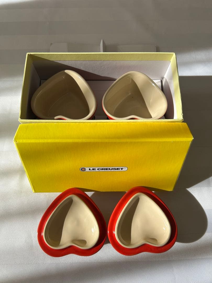 ル・クルーゼ/LE CREUSET ミニストウブ4個とハート型陶器2個