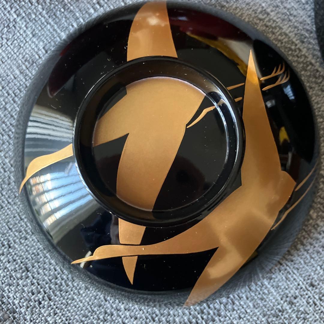 未使用　輪島塗　高州堂　蓋付　夫婦椀　鶴