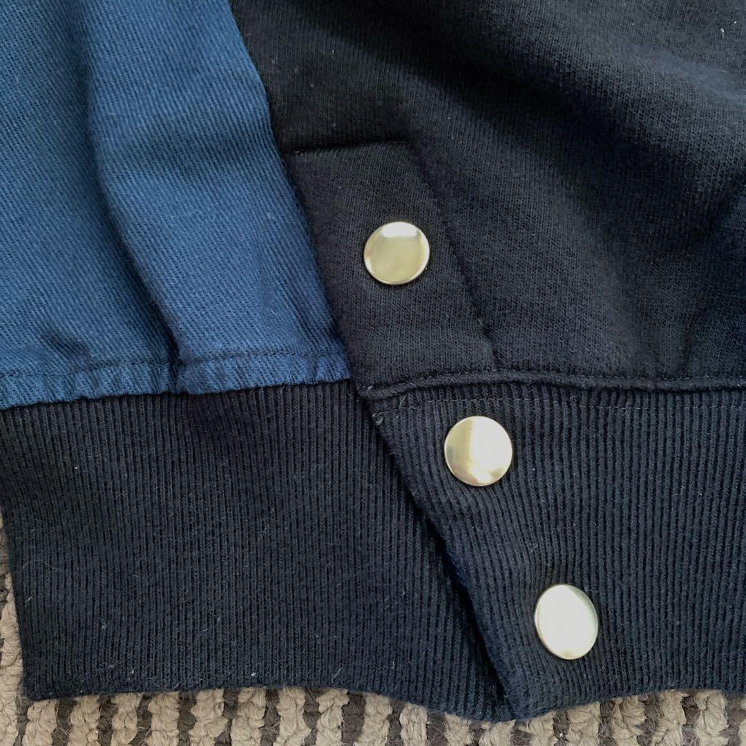 eriutsugi eワッペンスウェットトップ ブラック×ネイビー