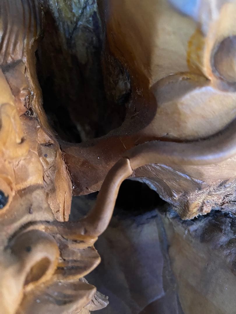 木製　龍　置物　木彫り　彫刻　ドラゴン　一刀彫　オブジェ