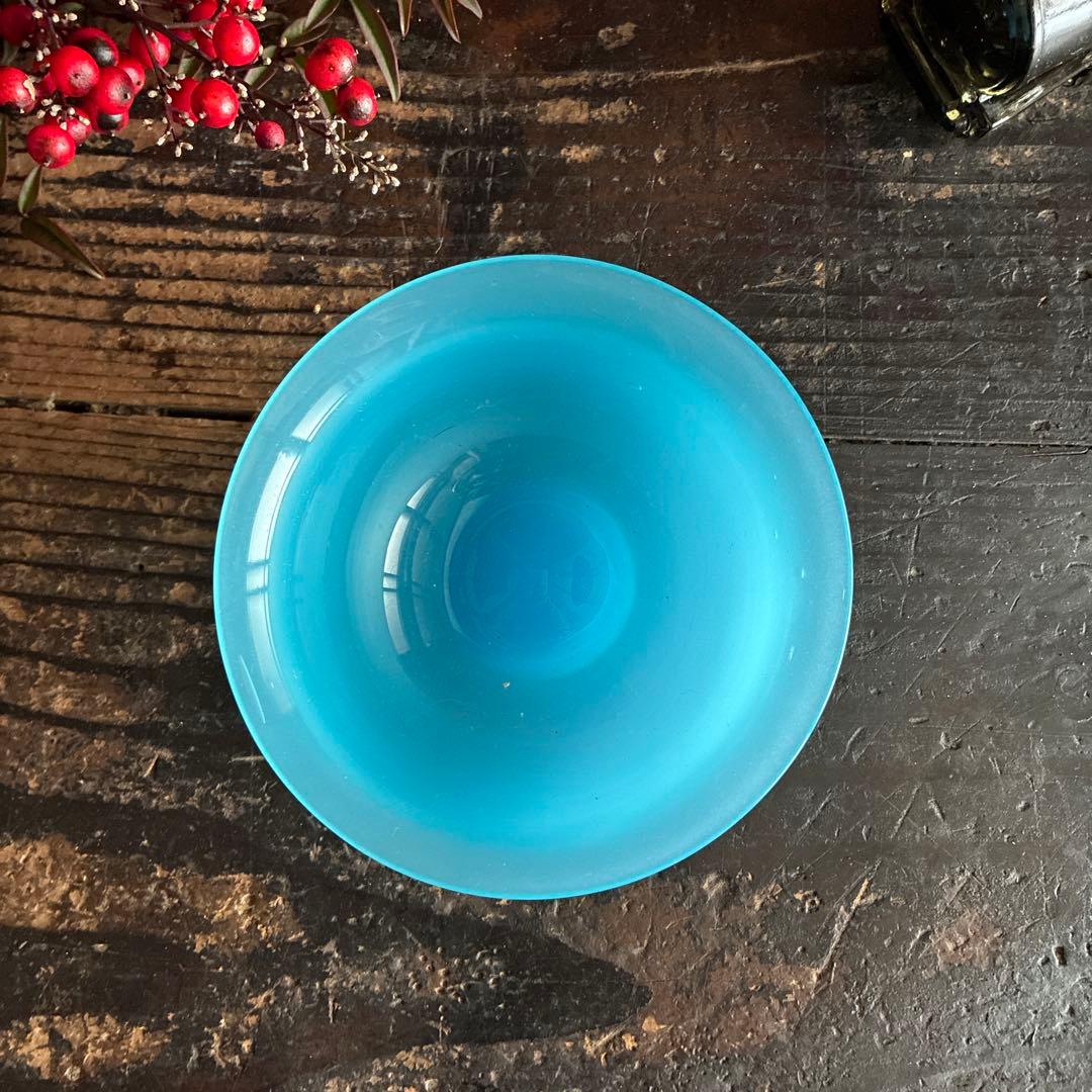 骨董　時代ガラス　空色　練りガラス　反り口　向付　氷コップ　ウラン②