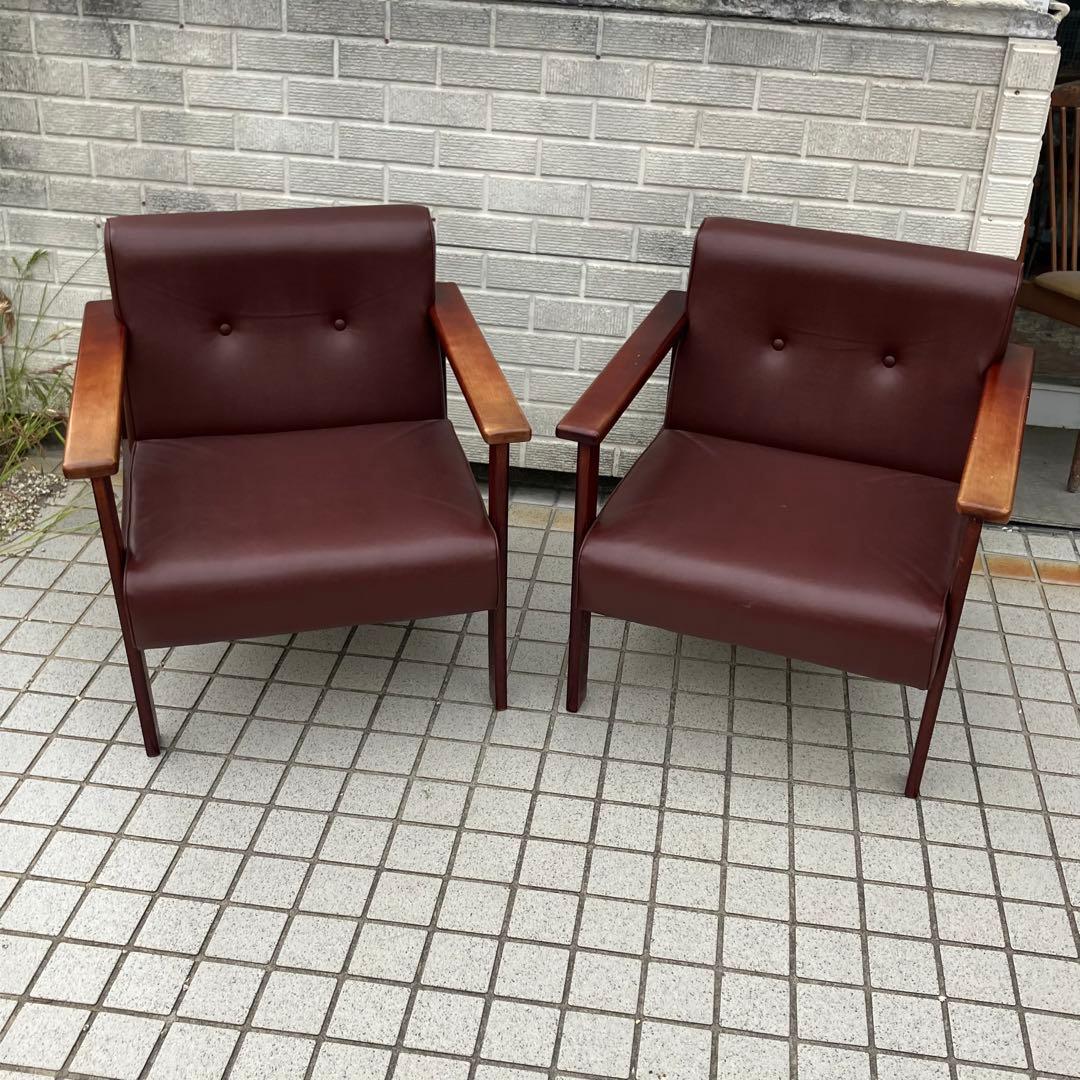 ②北欧レトロ プラス 木製フレーム アームチェア 一人掛けソファー ロビーチェア