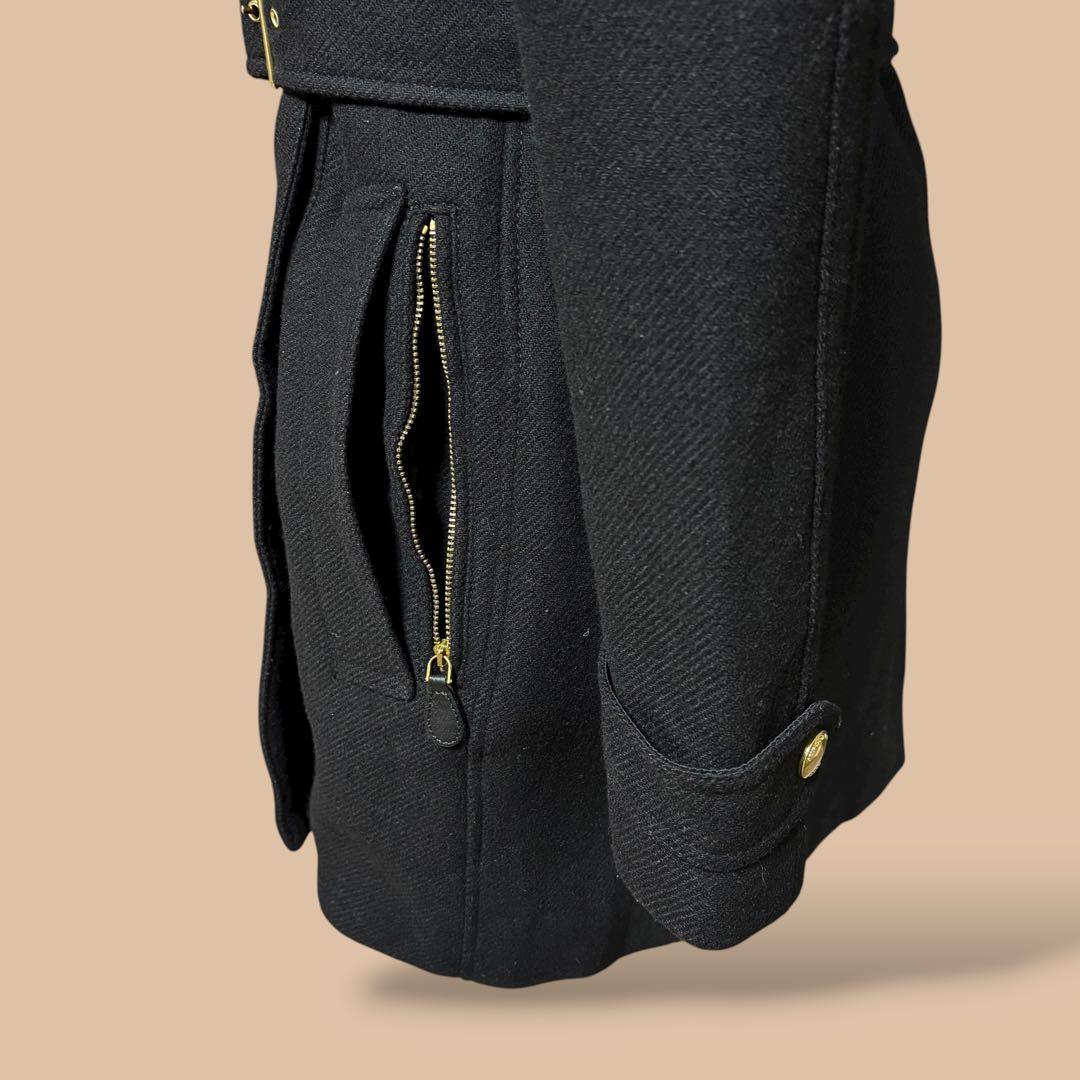 美品正規品ユーロ規格BURBERRYBRITカシミヤ混ウールコートチェック柄黒M